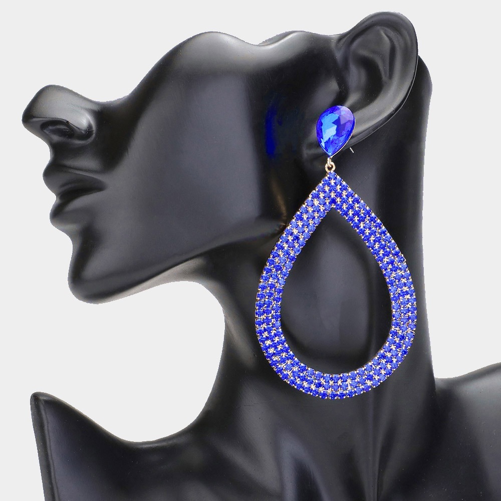 Elegant Blue Teardrop Earrings - Picture 1 of 1